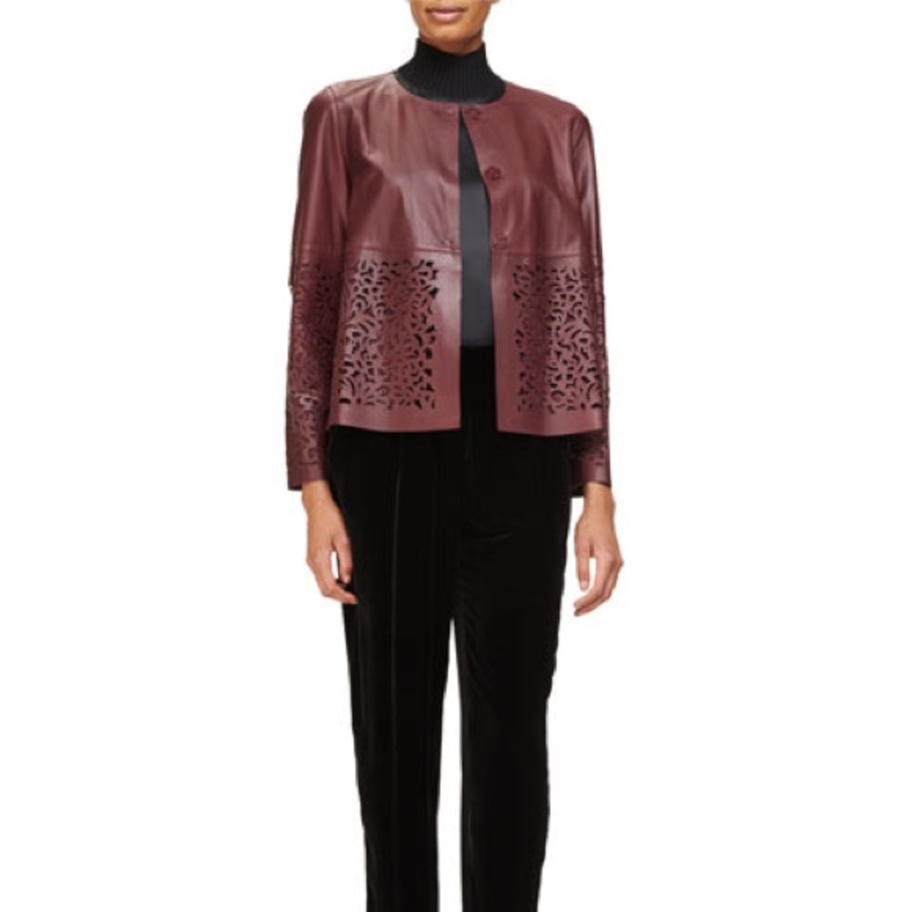 Lafayette 148 New York Lasercut Leather Jacket